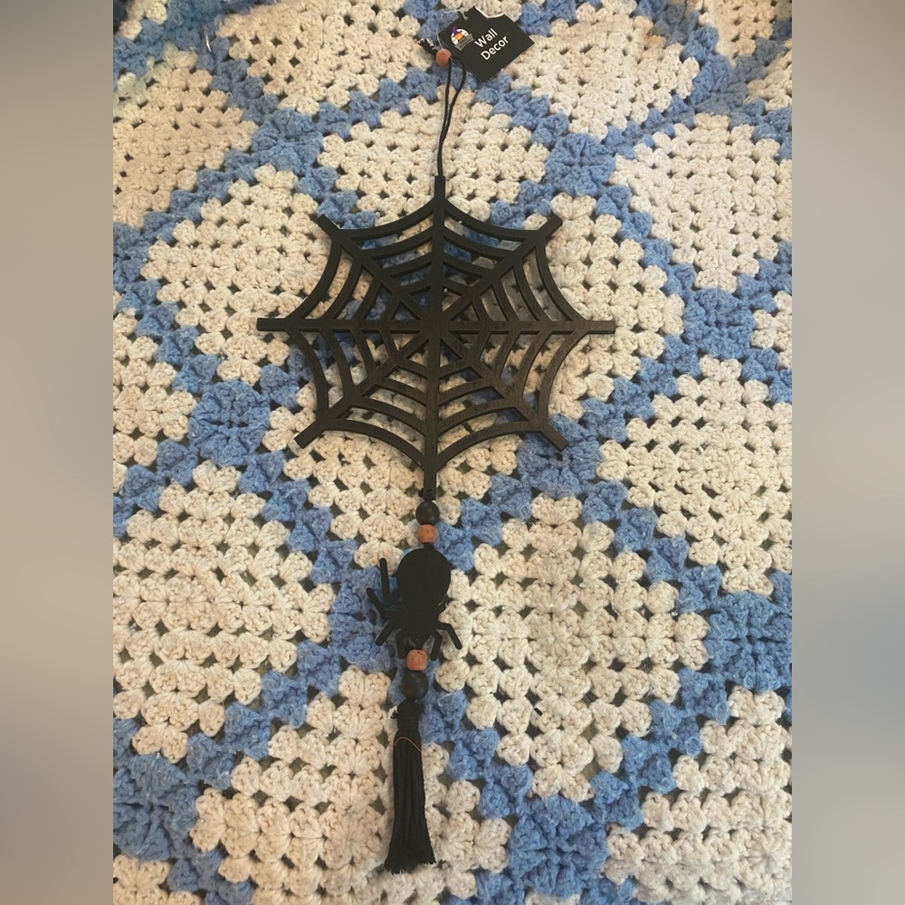 Black Spider Web Hanging Decor